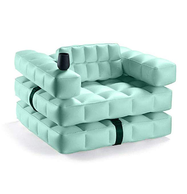 Pigro Felice Modul'air Luxury Inflatable Armchair Set - Polyester, Aquamarine, 117 x 117 x 72 cm