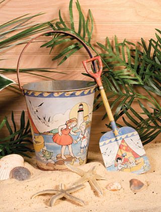 Adorable Food Safe All Metal Sand Pail & Shovel Set New Vintage Style by Ohio Wholesale