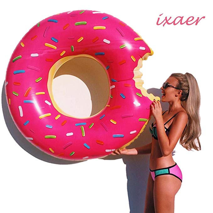 ixaer Donut Inflatable Pool, Funny Swimming Pool Floats/ Summer Water Sport Inflatable Pool Toys. (pink)