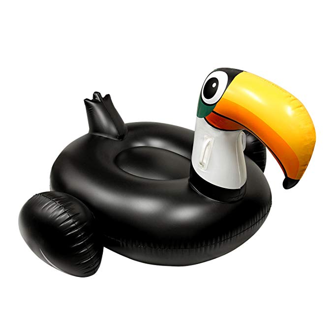 U.S. Pool Supply Giant 5 Foot Inflatable Black Toucan Pool Float - Fun Kids Swim Party Toy - Huge Summer Pool Lounge Raft