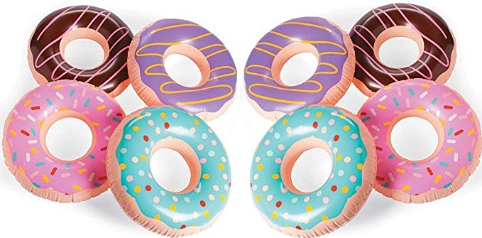 Fun Express Inflatable Donuts - 12 pack - Donut party and pool party decorations (15 inch)