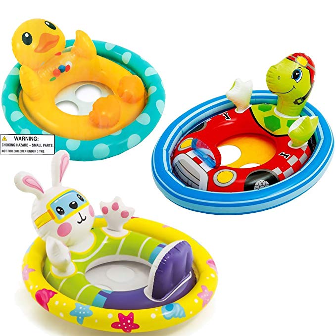 Intex See Me Sit Pool Rider Floats Ring Tube, Duck, Bunny & Racing Turtle - 3 Pack