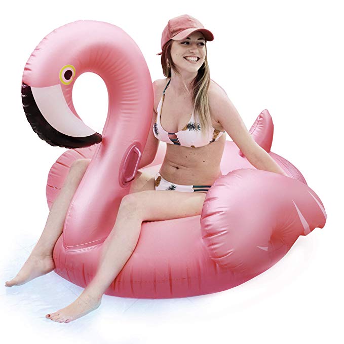 Lavievert Giant Flamingo Inflatable Pool Float Toy Summer Beach Outdoor Swimming Party Lounge Floaty Raft for Adults & Kids - Bonus Drink Holder