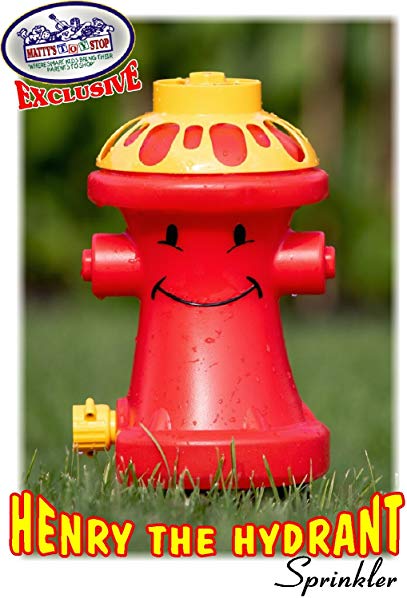 Matty's Toy Stop Henry the Hydrant Water Sprinkler for Kids, Attaches to Standard Garden Hose & Sprays Up to 10 Feet High & 16 Feet Wide, Measures 10.75