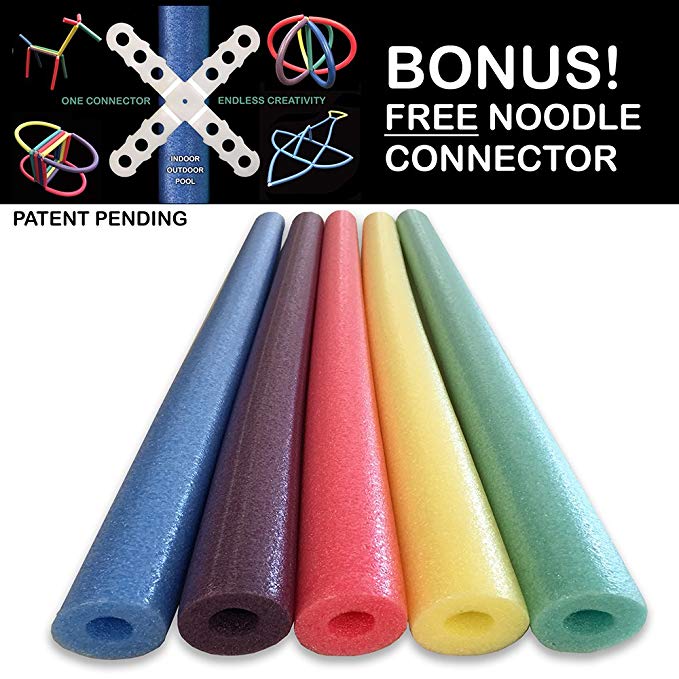 Oodles of Noodles Foam Pool Swim Noodles, 52 inch (5 Pack) - multicolored