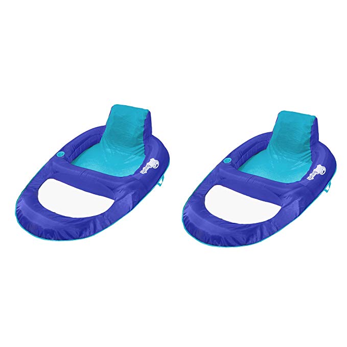 SwimWays Spring Float Recliner XL Floating Swimming Pool Lounge Chair (2 Pack)