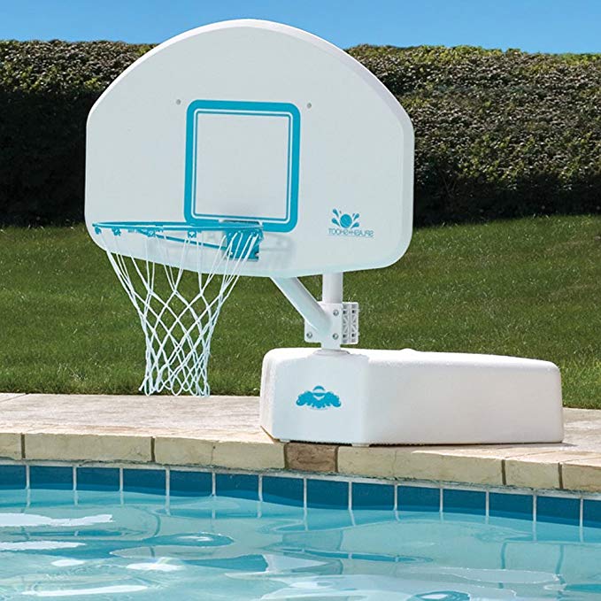 Poolside Outdoor Deck Top Selling Swimming Pool Basketball Backboard Adjustable Height Regulation Rim Net- Summertime Sports Competition Family Fun- Powder Coated Weather Resistant Portable Durable