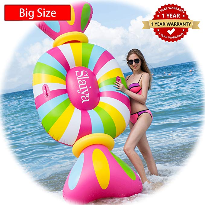 RESERT Big Inflatable Pool Float, Pool Large Rideable Rafts Inflatable Lounger Swimming Toys with Rapid Valves Candy Decorations Swimming Pool Party Toys Summer Pool Raft Lounge for Adults and Kids