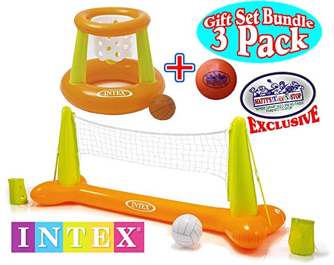 Intex Floating Pool Volleyball Game & Floating Hoops Basketball Game with Exclusive Matty's Toy Stop 4.25