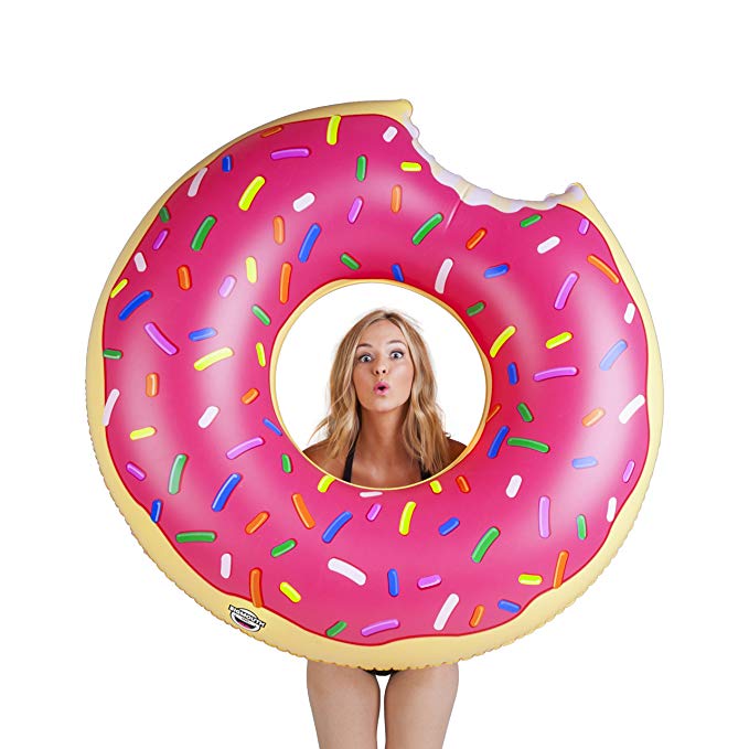 BigMouth Inc Gigantic Donut Pool Float, Funny Inflatable Vinyl Summer Pool or Beach Toy, Patch Kit Included