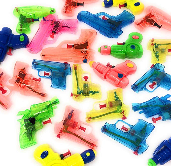 4E's Novelty 25 Pack Small Squirt Water Guns Bulk Assortment, Summer Pool & Beach Party Favor Pack, Outdoor Fun Toys, for Kids Boys & Girls, Birthday Parties Supplies, Assorted water guns