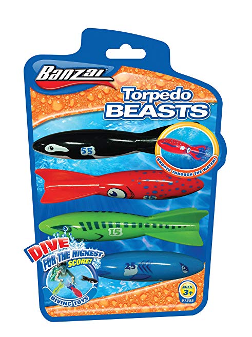 Bansai Torpedo Beasts Pool Dive Toy - Red/Black/Blue/Green