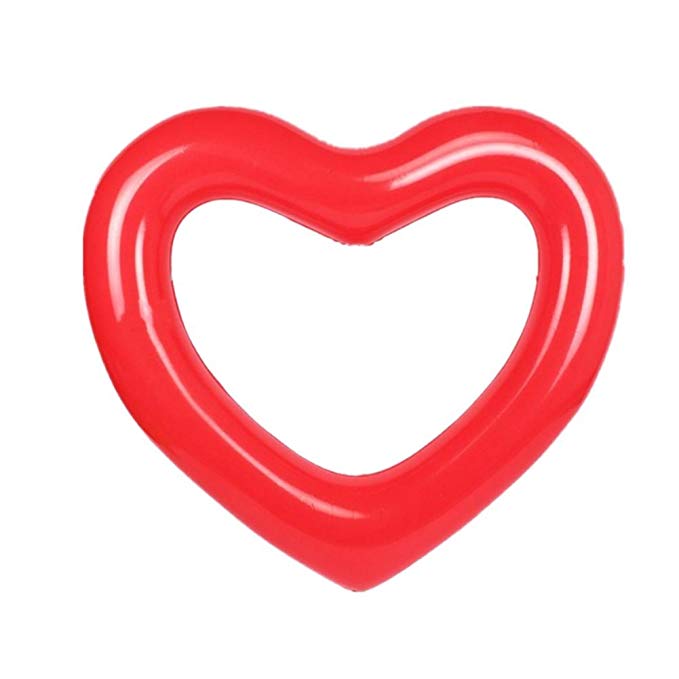 ED-Lumos Love Red Heart Shaped Swimming Inflatable Pool Floating Swim Rings Tub Toy for Summer Holiday