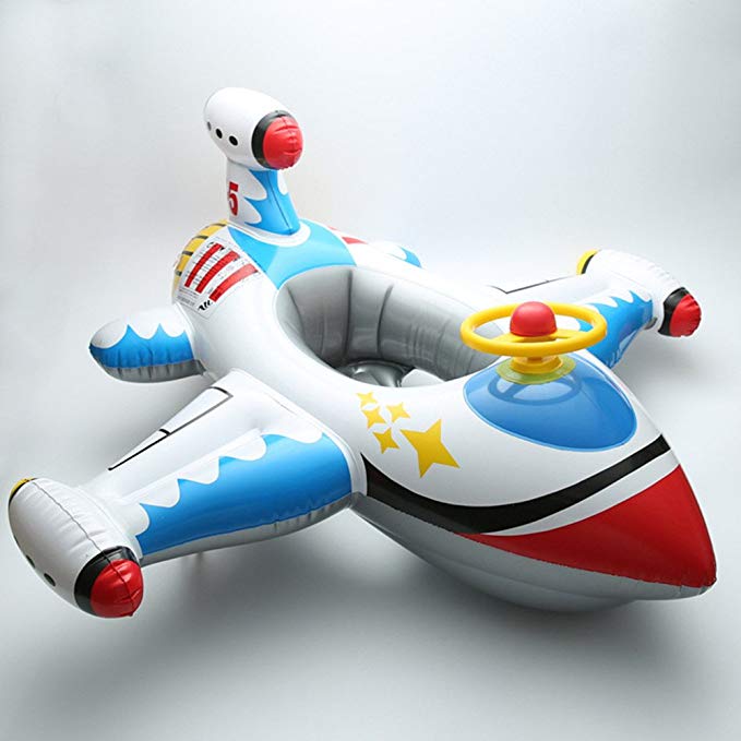 Baby Kids Inflatable Ride-On Water Chair Pool Float Plane Safety Seat Fun Aid Trainer