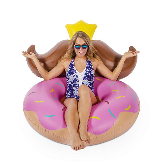 Original Giant Donut Mustache Pool Floats For Adults and Kids - Swimming Inflatable Float as Adult Swim Toys