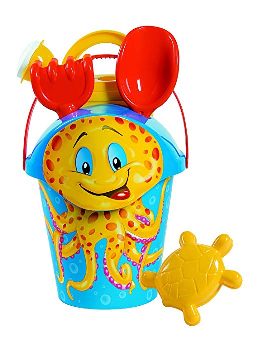 Androni Beach Pail and Sand Toy Set, Octopus (6-Piece)