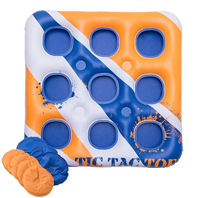 Inflatable, Giant Tic Tac Toe Board Game - Outdoor, Pool Party Water Accessories - Yard, Lawn, Beach, and Lake Life Size Drinking Games - Multi Person Floats for Pools - XL Rafts for Adults and Kids