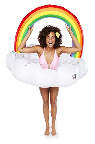 BigMouth Inc. Giant Inflatable Magical Pool Float with Glitter Inside, Patch Kit Included, Swim Innertube (Giant Rainbow)
